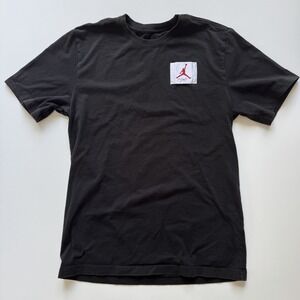 AIR JORDAN Flight‎ Sewn Patch T-Shirt Medium Tee Black Embroidered Signature